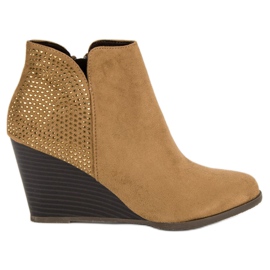 Corina Elegantní klínové kozačky hnědý
