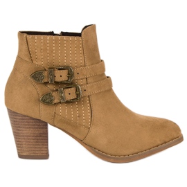 Corina Semišové kotníkové boty na sloupek hnědý Corina Semišové kotníkové boty na sloupek hnědý