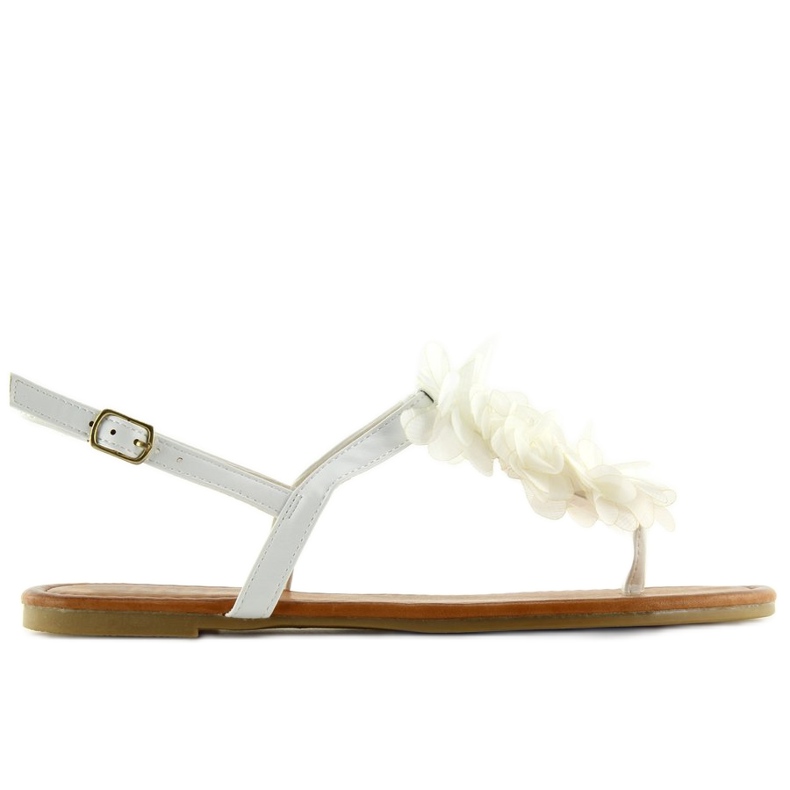 Bílé sandály s květinami CK36P White bílý