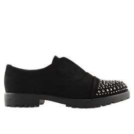 Černé mokasíny zdobené špičkami 22-2 Black černý