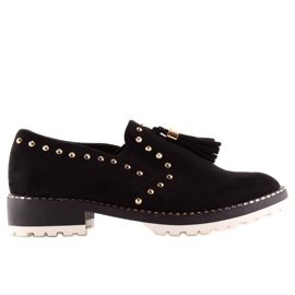 Černé mokasíny s cvočky U-6250 Black černá Černé mokasíny s cvočky U-6250 Black černá