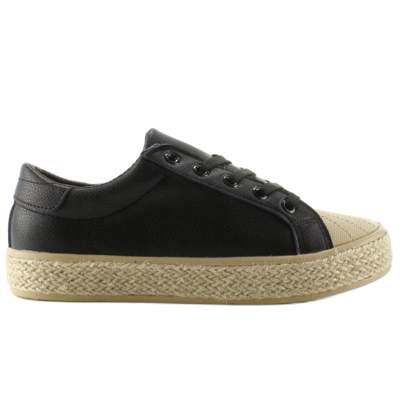 Tenisky na lněné podrážce NA05P černé černá Tenisky na lněné podrážce NA05P černé černá