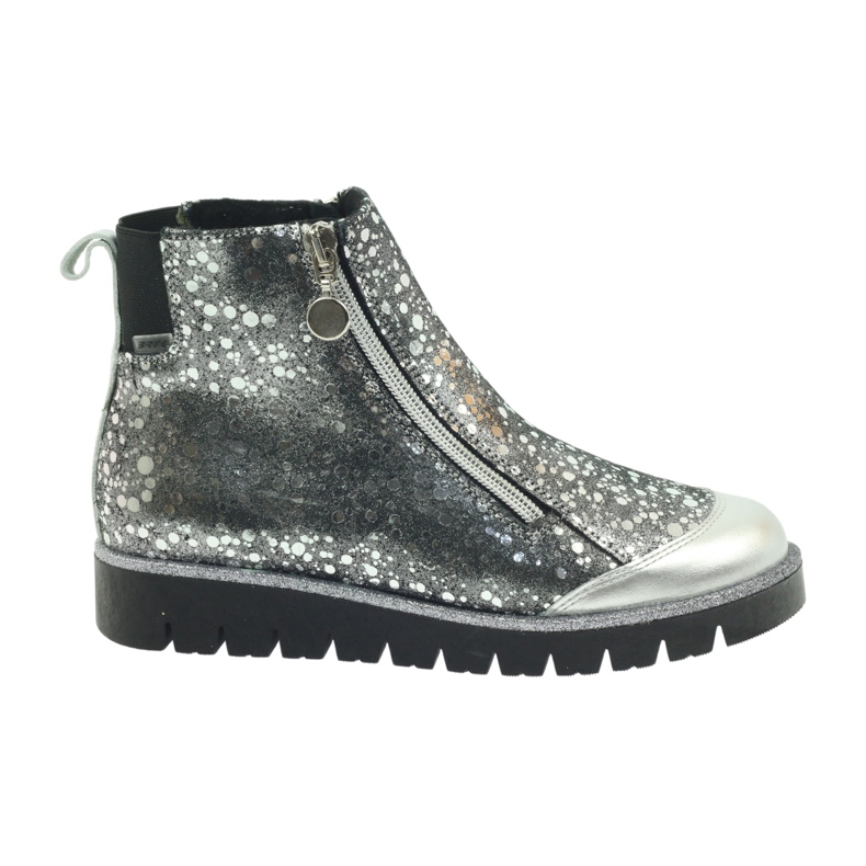 Kozačky zateplené kozačky Bartek černo-stříbrné černá šedá