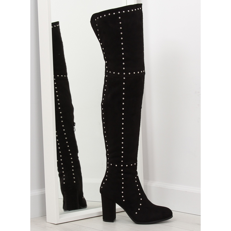 Stehno vysoké podpatky černé NC221 černé černá