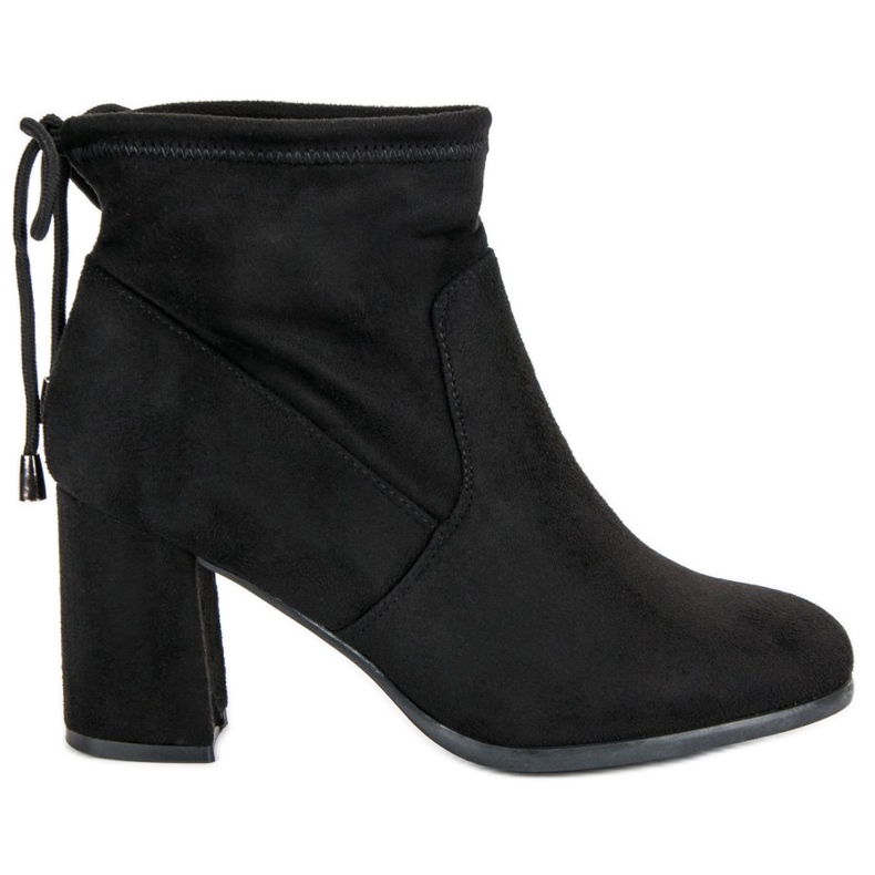 Semišové kotníkové boty na vysokém podpatku černá