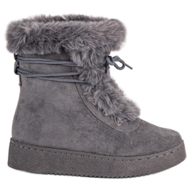Šedé vázané sněhové boty šedá Šedé vázané sněhové boty šedá