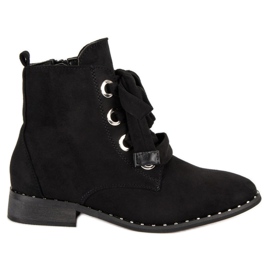 Semišové šněrovací boty černý