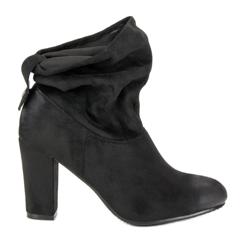 Semišové kozačky na sloupku VINCEZA černá