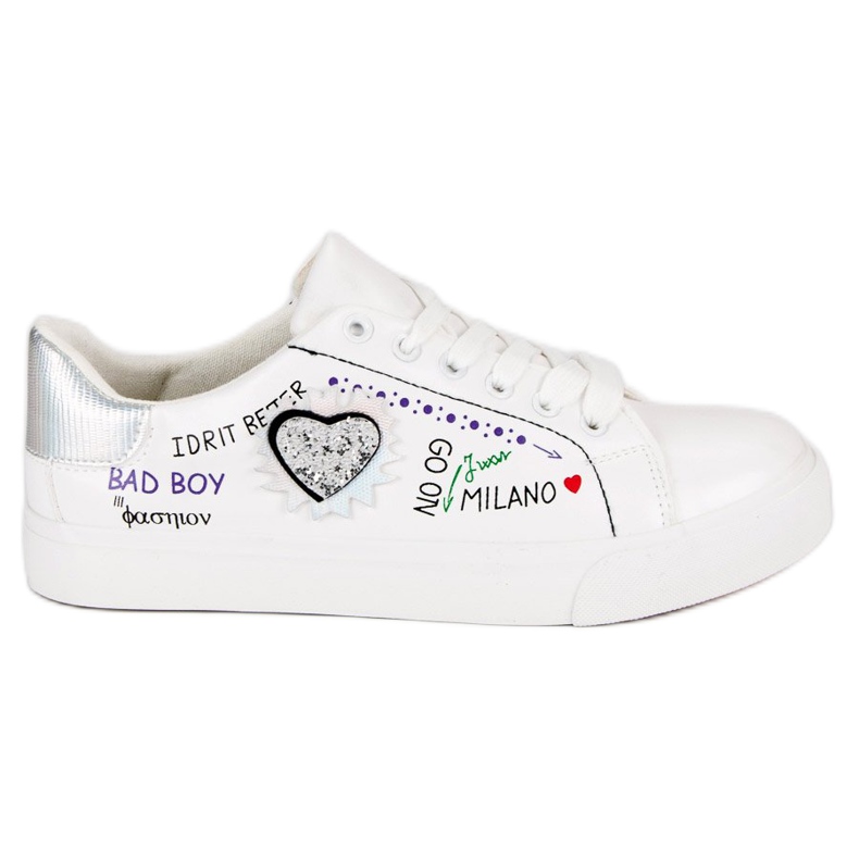 Bílé tenisky s potiskem bílý šedá