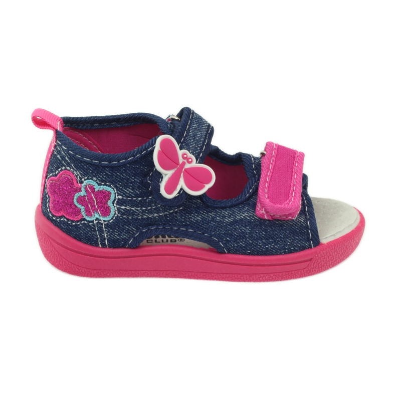 American Club Americká dětská obuv sandály motýli kožená stélka růžový námořnická modrá