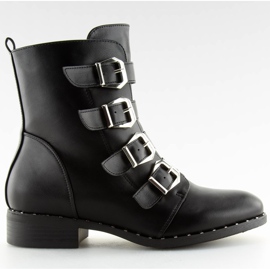 Boty s přezky černé 6312 černé černý