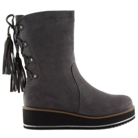 Šedé šedé kozačky pro ženy TH17-7 Grey šedá