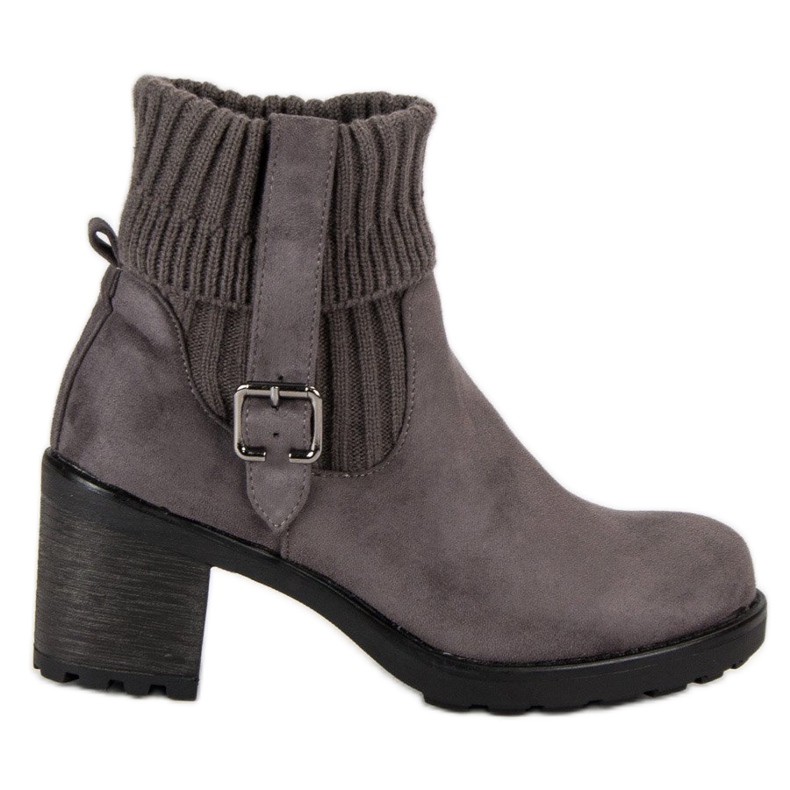 Seastar Semišové kozačky na vysokém podpatku šedá