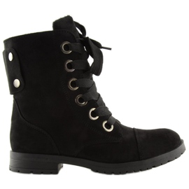 Šněrovací boty černé 16-526 černých dělníků