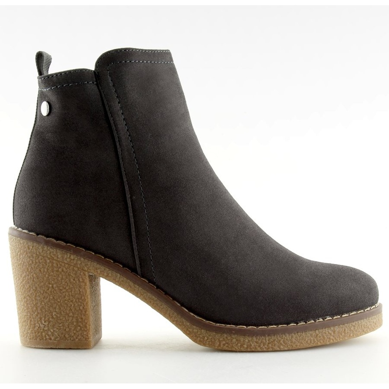 Šedé kozačky na vysokém podpatku 7B670 Grey šedá