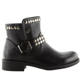 Černé kozačky s cvočky černé HUQ-008 Black černý