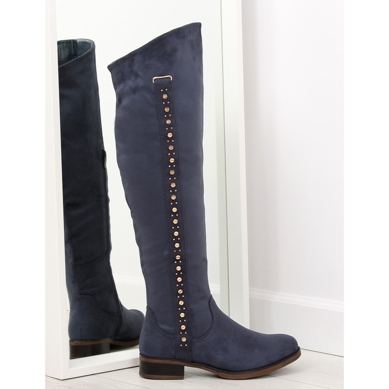 Kozačky nad kolena, tmavě modrá 990-PG modrá námořnická modrá