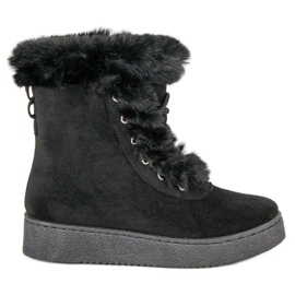 Černé vázané sněhové boty černý