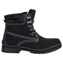 Černé vázané turistické boty černý