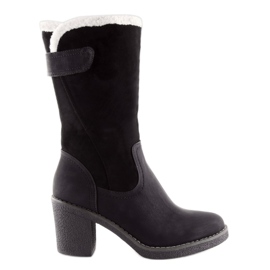 Černé kozačky pro ženy stabilní T132 Black černý