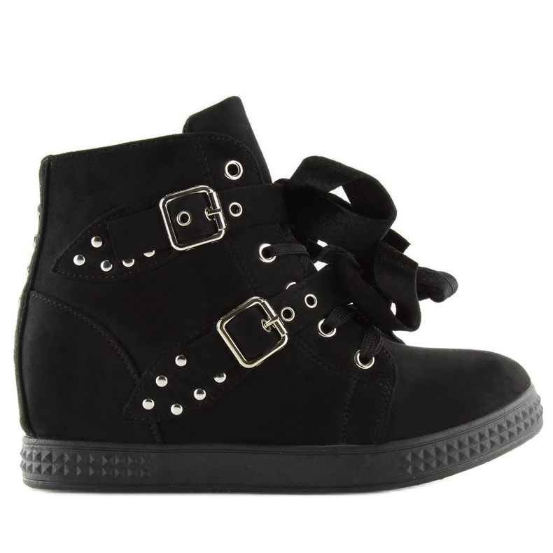 Černé boty na skryté klínové patě 7-X8029A Černá Černé boty na skryté klínové patě 7-X8029A Černá