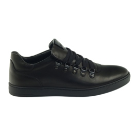 Pilpol Černá sportovní kožená bota PC051 černý