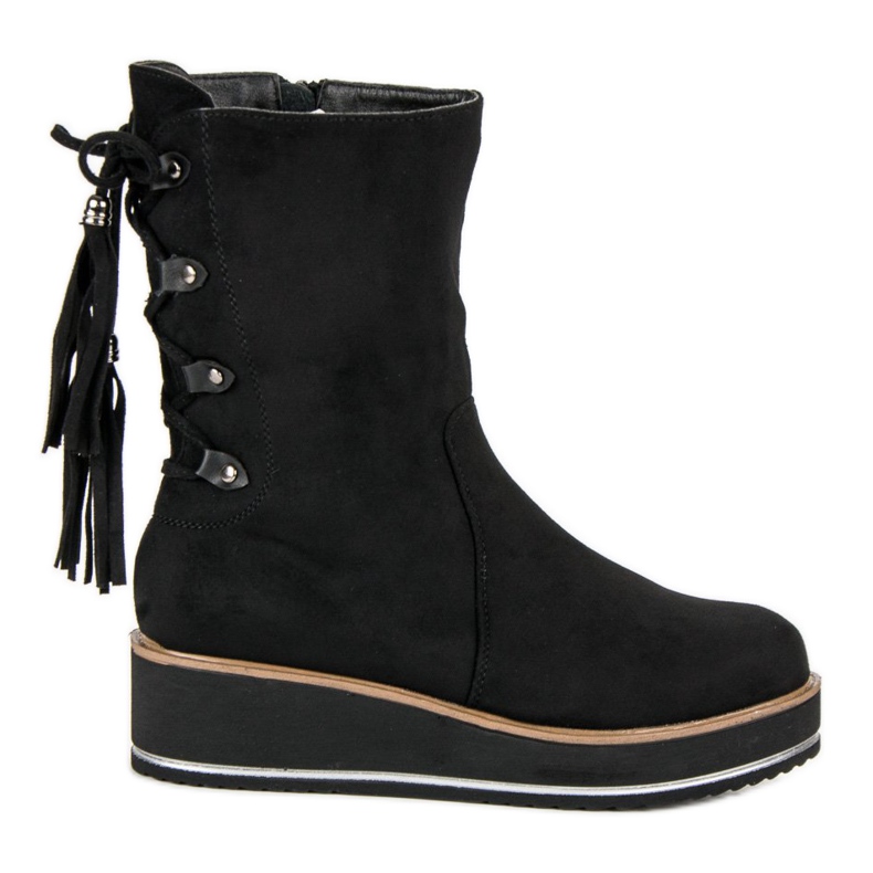 Forever Folie Semišové kotníkové boty na klínku černá