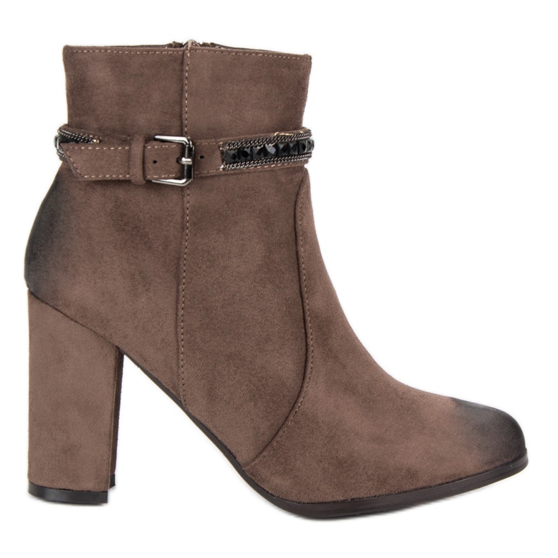 Semišové kozačky na vysokém podpatku od VINCEZA hnědý