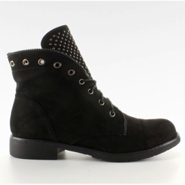 Semišové boty s diagonálním svrškem JH296 Black černý