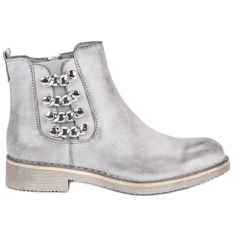 Forever Folie Šedé kotníkové boty na plochém podpatku šedá