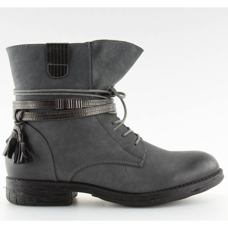 Šedé Dámské šedé kozačky BH52-KB šedé šedá