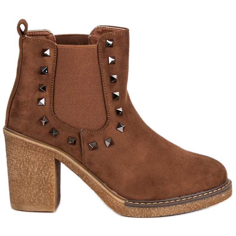 Bestelle Semišové kotníkové boty na sloupek hnědý