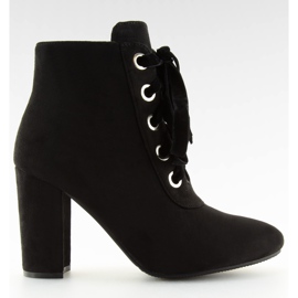 Černé šněrovací boty na vysokém podpatku ZH781 černá