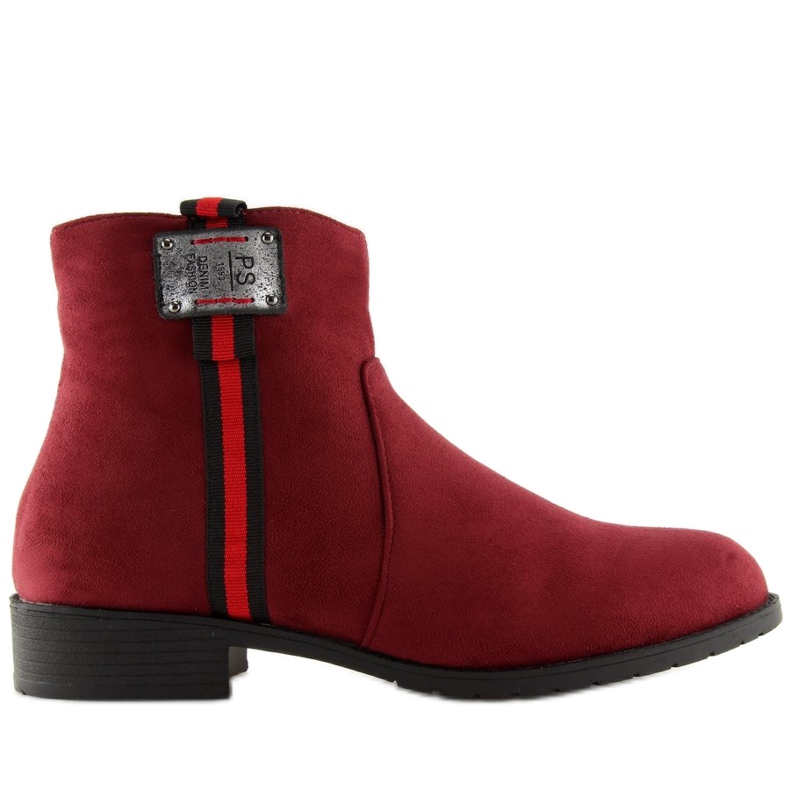 Kotníkové boty semišové vínové 100-913B0-2 červené