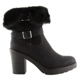 Černé polo kozačky na vysokém podpatku T119 Black černá Černé polo kozačky na vysokém podpatku T119 Black černá