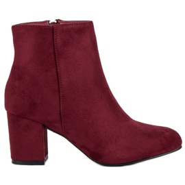 Mannika Semišové kotníkové boty na sloupek červené Mannika Semišové kotníkové boty na sloupek červené
