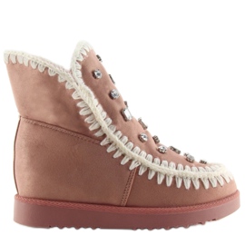 Růžové kotníkové boty růžové DD62P růžové růžový