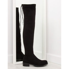 Černé semišové kozačky NS020P černé černá