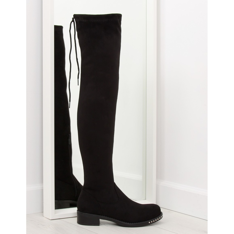 Černé semišové kozačky NS020P černé černá