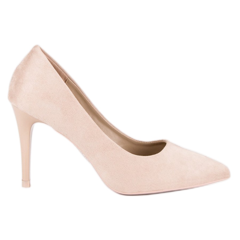 Béžové semišové jehlové podpatky béžový