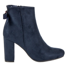 Ideal Shoes Stylové tmavě modré kozačky modrý