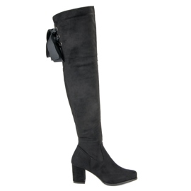 Queentina Elegantní kozačky na vysokém podpatku černá Queentina Elegantní kozačky na vysokém podpatku černá