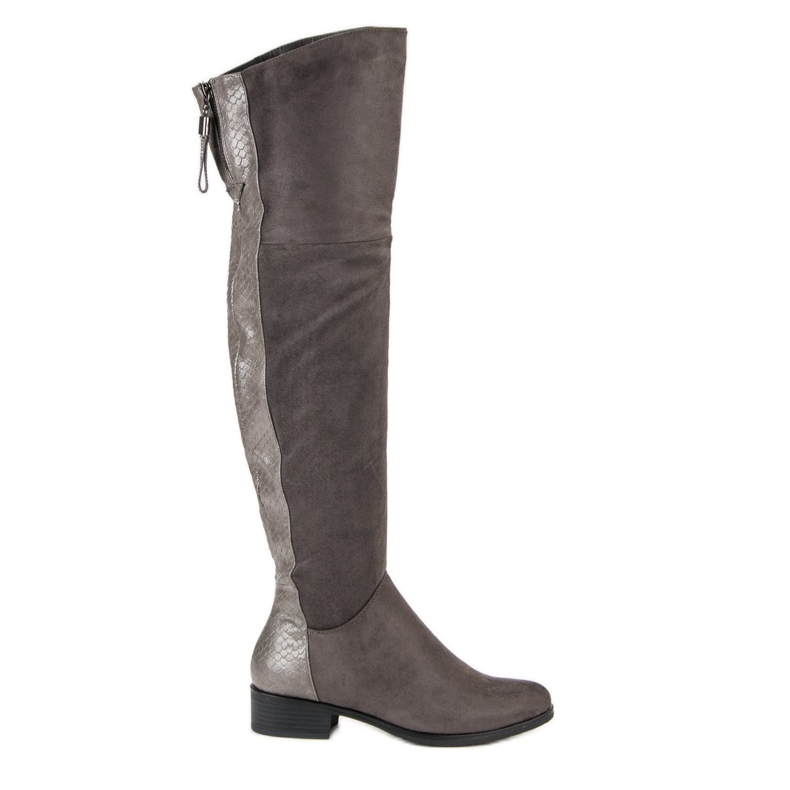 Filippo Semišové kozačky nad kolena šedá