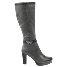 M.Daszyński Boty na sloupku Daszyński AM61 černý šedá