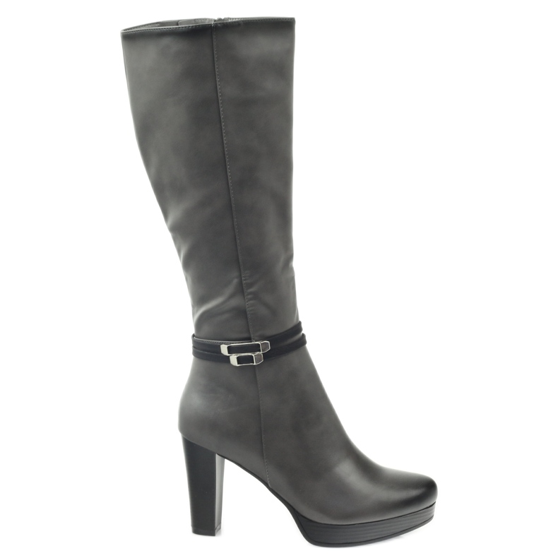 M.Daszyński Boty na sloupku Daszyński AM61 černá šedá