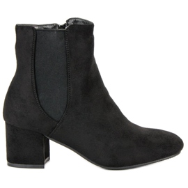 Top Shoes Semišové kotníkové boty na vysokém podpatku černý