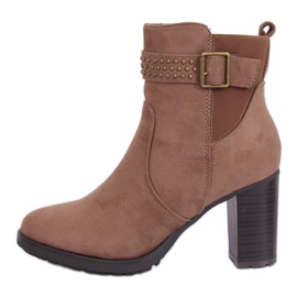 Hnědé kozačky na vysokém podpatku 6139 Khaki Hnědé kozačky na vysokém podpatku 6139 Khaki