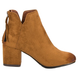 Vinceza Semišové kotníkové boty na vysokém podpatku hnědý