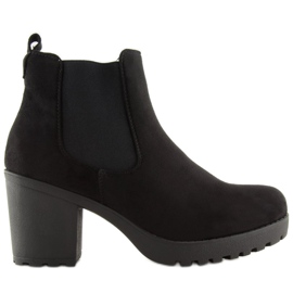 Černé kozačky na širokém podpatku E5106 Black černý