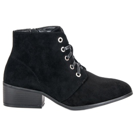 Vázané černé kotníkové boty černý